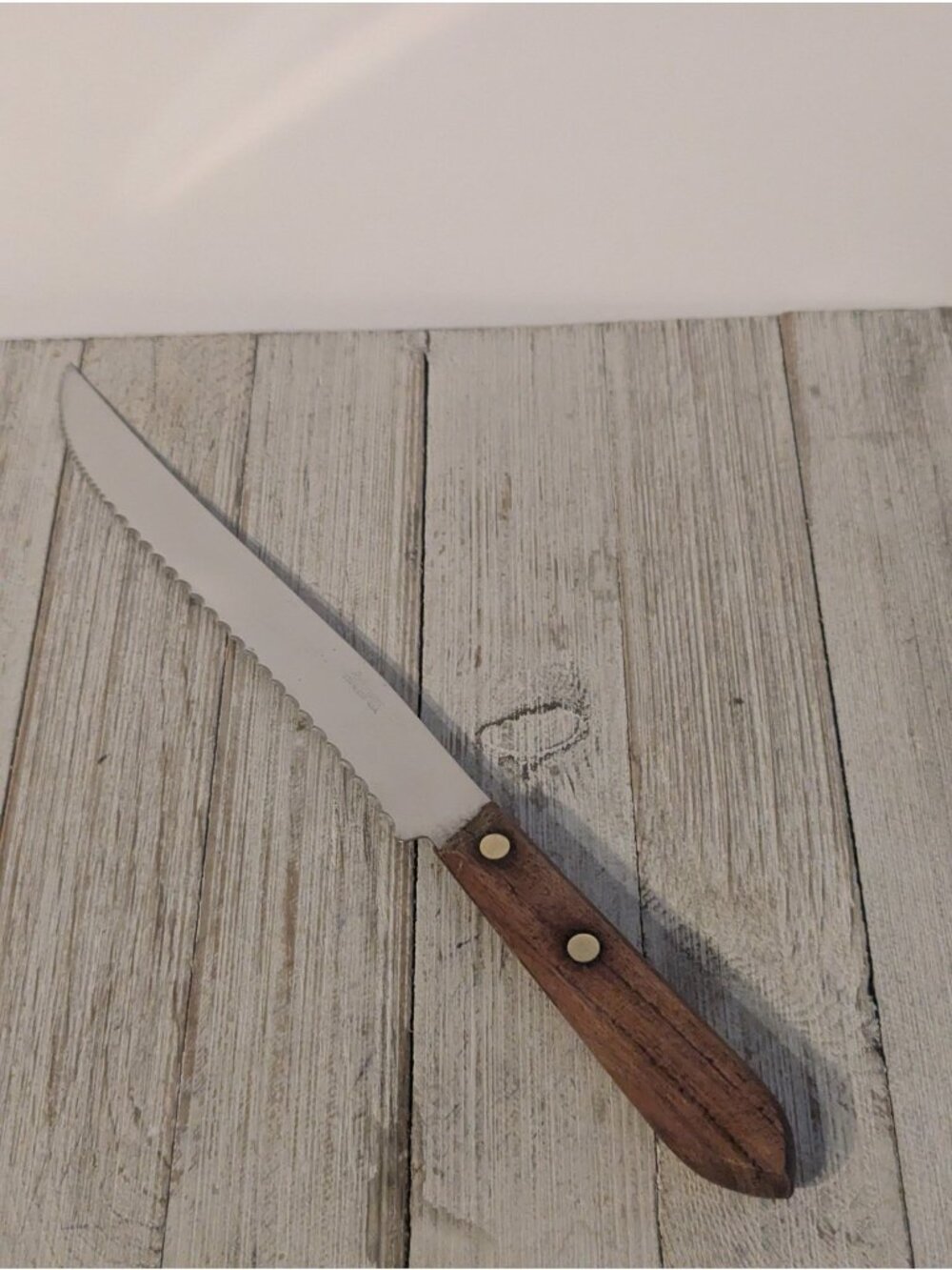 Robinson Knife Co 8” Carving Utility Knife #2 Serrated Wood Handle 12 1/2" Total